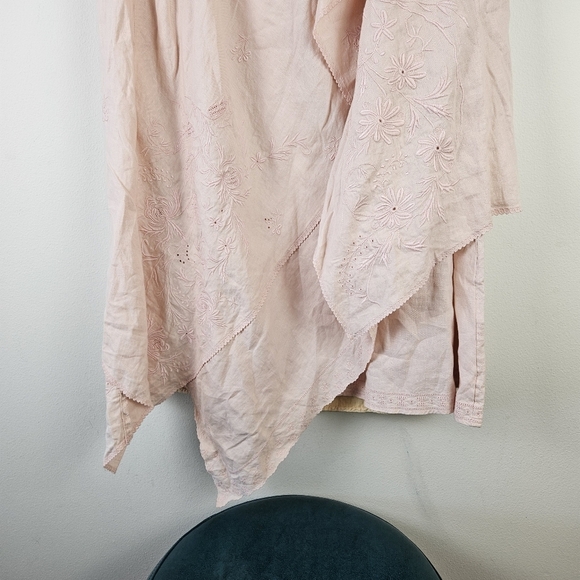 J.JILL eyelet Embroidered Elastic Waist Linen Skirt in Petal Pink XL Vintage - Picture 2 of 9